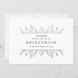 Elegant Leafy Ro Guld Bridesmaid-inbjudan Inbjudningar