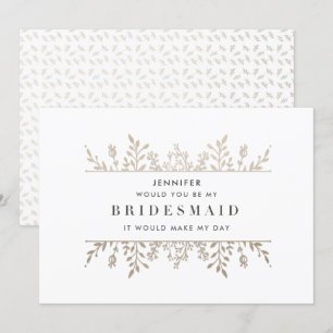 Elegant Leafy Ro Guld Bridesmaid-inbjudan Inbjudningar