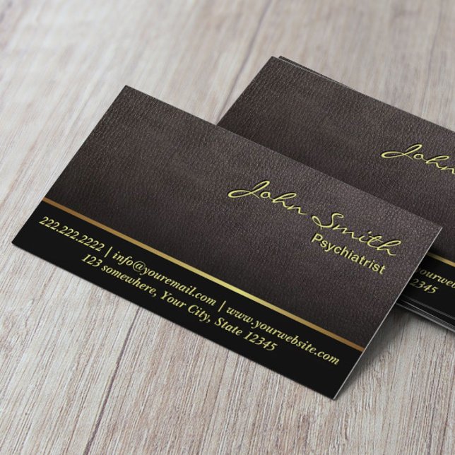 Elegant Leather Background Psychiatrist Visitkort (Skapare uppladdad)