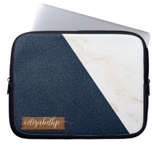 Elegant Leather Faux Marble masculine Laptop Fodral