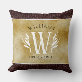 Elegant Leather Löv & Vintage Papper Surname Motto Kudde