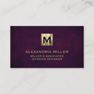 Elegant Leather Luxury Guld Monogram Visitkort