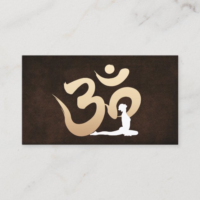 Elegant Leather Om Symbol Yoga & Meditation Visitkort (Framsida)