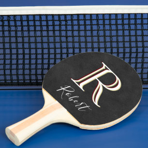 Elegant Leather-utseende Tri-Färg Monogram med Nam Pingisracket
