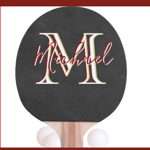 Elegant Leather-utseende Tri-Färg Monogram med Nam Pingisracket