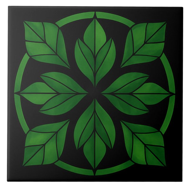 Elegant Leaves Pattern Ceramic Tile Kakelplatta (Framsidan)