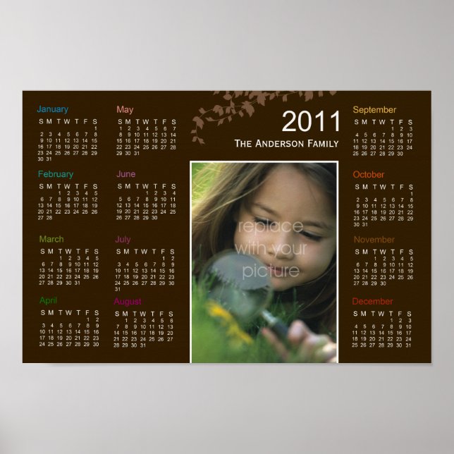 Elegant Leaves Photo Poster Calendar (Framsidan)