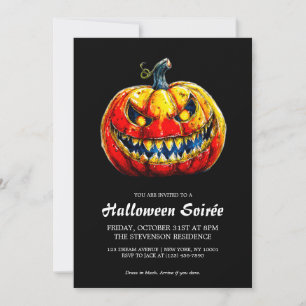 Elegant Leende Pumpa Eldig Halloween Soaré Inbjudningar