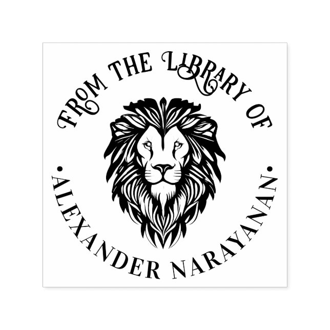 Elegant Lejon chef #3 Rund Bibliotek Bok Namn Självfärgande Stämpel (Design)