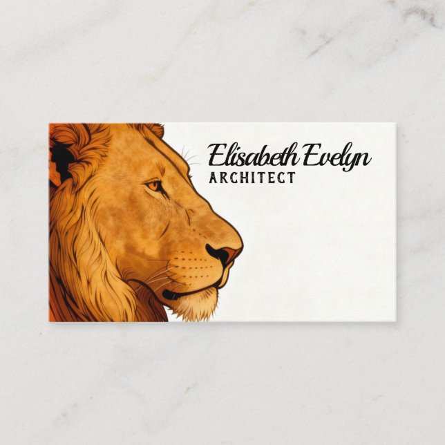 Elegant Lejonprofil – Modernt Affärskortdesign Visitkort (Framsida)
