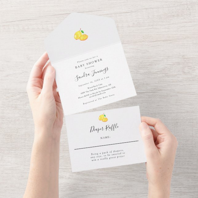 Elegant Lemon Baby Shower Diaper Raffle Simple (Avrivbar del)