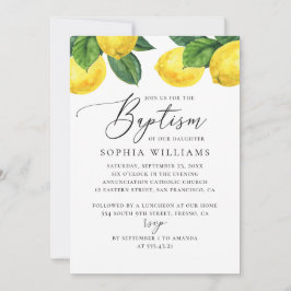 Elegant Lemon Baptism | Rustic Botanical Citrus Inbjudningar