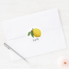 Elegant Lemon Botanisk Bröllop Runt Klistermärke