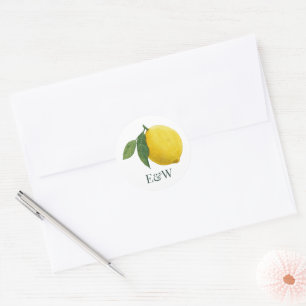 Elegant Lemon Botanisk Bröllop Runt Klistermärke