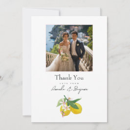 Elegant Lemon Botanisk Bröllopsfoto Tack Kort