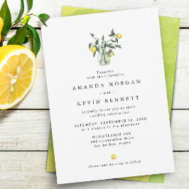 Elegant Lemon Citrus Arrangemanga Bröllop Inbjudningar