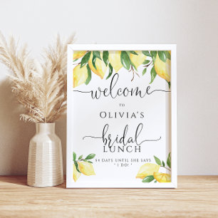 Elegant Lemon Citrus Möhippa Lunch Välkommen Poster