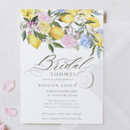 Elegant Lemon Floral Citrus Bridal Shower Inbjudningar
