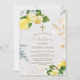 Elegant Lemon Fruits Guld Blommigt Girl Christenin Inbjudningar