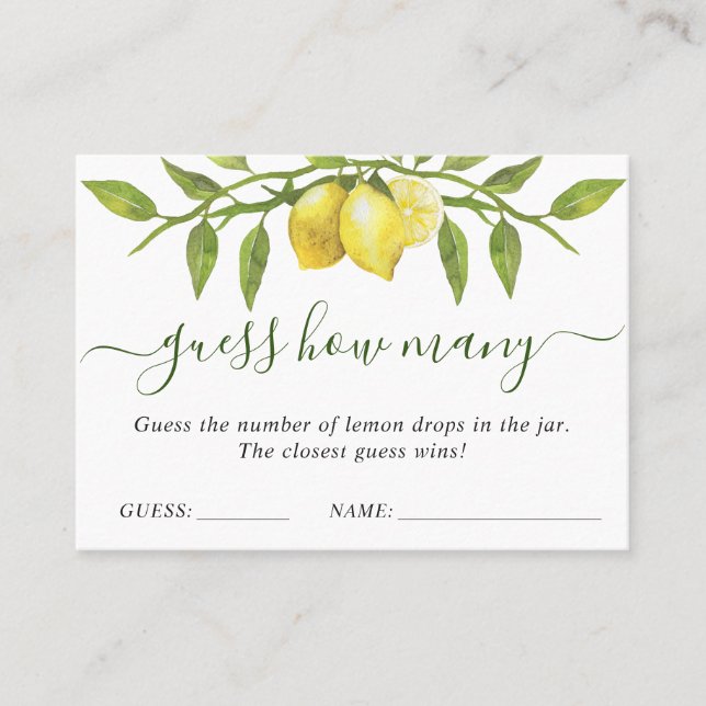 Elegant Lemon gissar hur många spelkort Visitkort (Framsida)