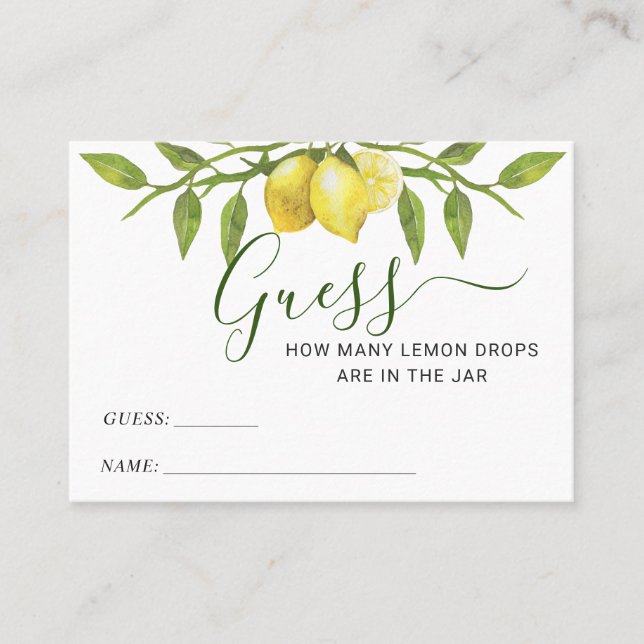 Elegant Lemon gissar hur många spelkort Visitkort (Framsida)