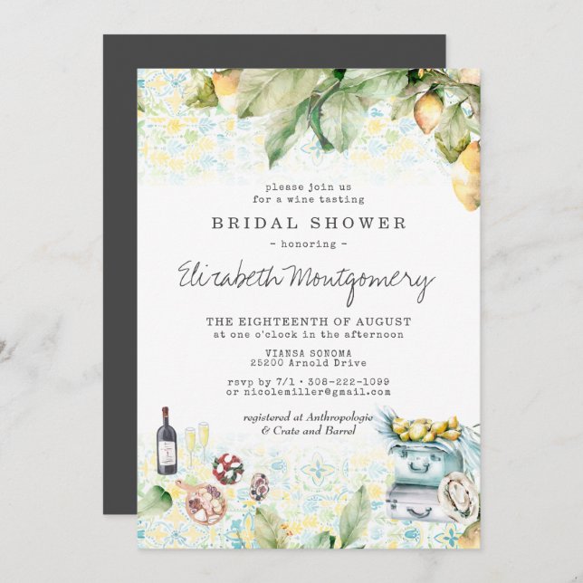 Elegant Lemon Grove Picnic Möhippa Inbjudningar (Fram/baksida)