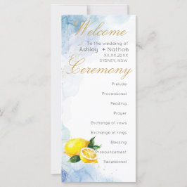 Elegant Lemon Gult & Blue Watercolor Bröllop