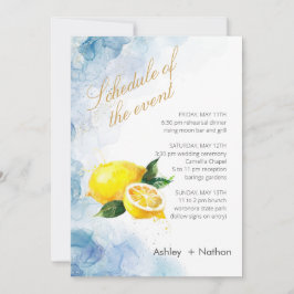 Elegant Lemon gult & Blue Watercolor Bröllop Inbjudningar