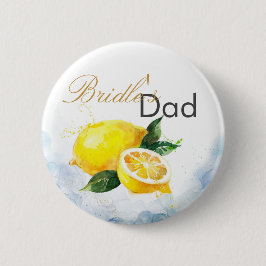 Elegant Lemon Gult & Blue Watercolor Bröllop Knapp