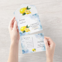 Elegant Lemon Gult & Grönt vattenfärg Bröllop