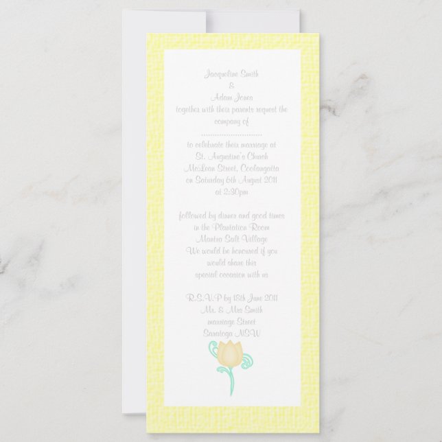 ELEGANT LEMON GULT TULIP WEDING INVITATION INBJUDNINGAR (Framsida)