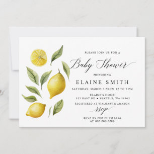 Elegant Lemon Lime Citrus Baby Shower Inbjudningar