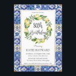 Elegant Lemon Mediterranean 80th Födelsedagsfest<br><div class="desc">Anpassa den här chicen Lemon azure 80:e födelsedagsfest inbjudan med information om party enkelt och snabbt,  tryck bara på anpassningsknappen för att ytterligare ordna om och formatera stil och placera texten. Med vattenfärgad citronkrans och en vacker marschmosaikplattor i Medelhavet baksida. Matchande artiklar tillgängliga i arkivet! c) Lycklig Cat Studio.</div>