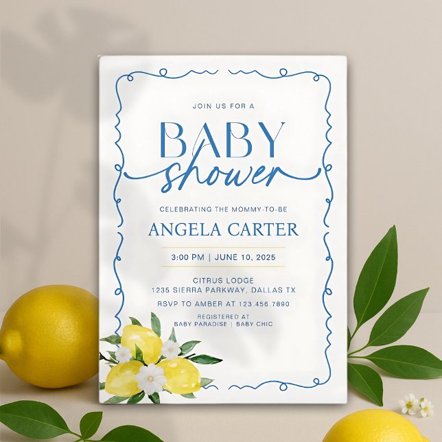 Elegant Lemon Mediterranean Baby Shower Inbjudningar (Skapare uppladdad)