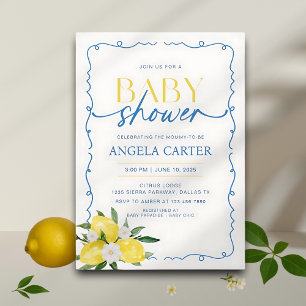 Elegant Lemon Mediterranean Baby Shower Inbjudningar