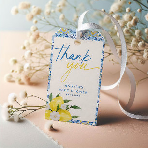 Elegant Lemon Mediterranean Baby Shower Presentetikett