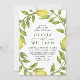 Elegant Lemon Watercolor Greenery REHEARSAL DINNER Inbjudningar