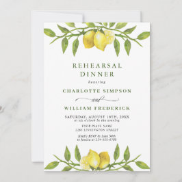 Elegant Lemon Watercolor Greenery REHEARSAL DINNER Inbjudningar