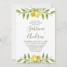 Elegant Lemon Watercolor Greenery REHEARSAL DINNER Inbjudningar