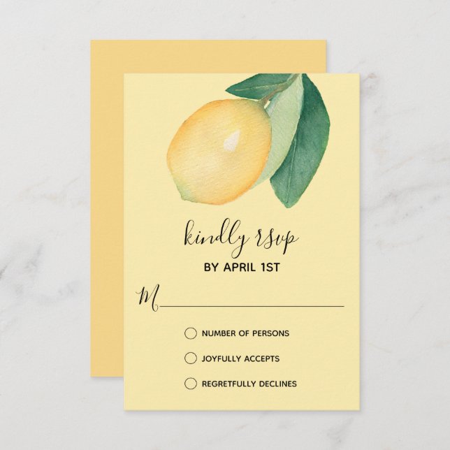 Elegant Lemon Watercolor OSA Kort (Fram/baksida)