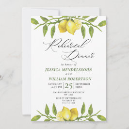 Elegant Lemons Greenery Modern Rehearsal Dinner Inbjudningar