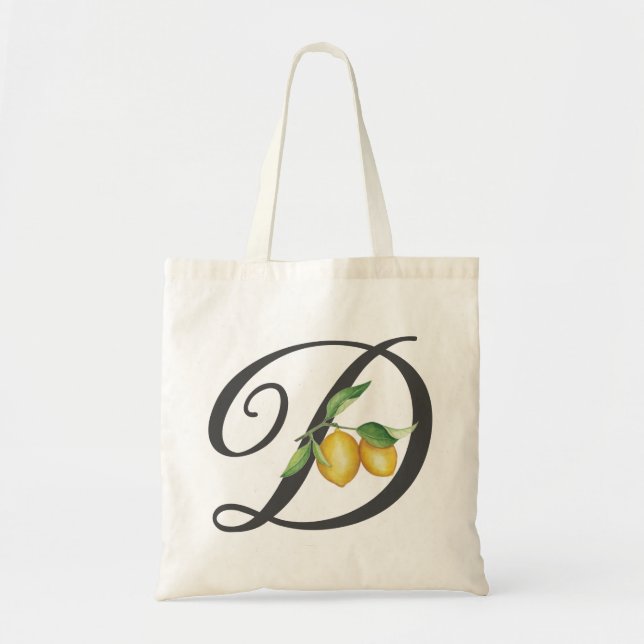 Elegant Lemons Set Monogram Initial Tygkasse (Framsidan)