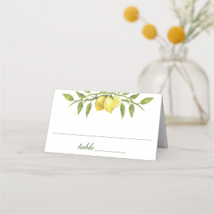 Elegant Lemons Watercolor Greenery Bröllop Placeringskort