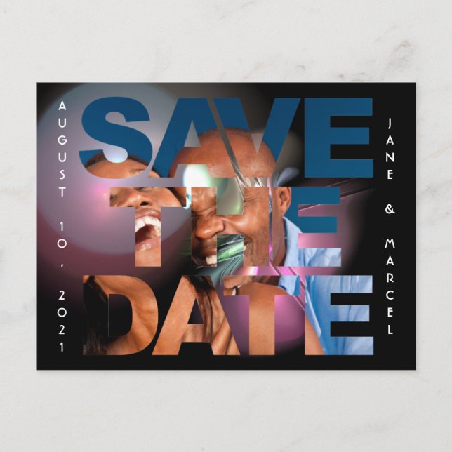 Elegant Lens Flare Bröllop-fotospara datum Vykort (Framsida)