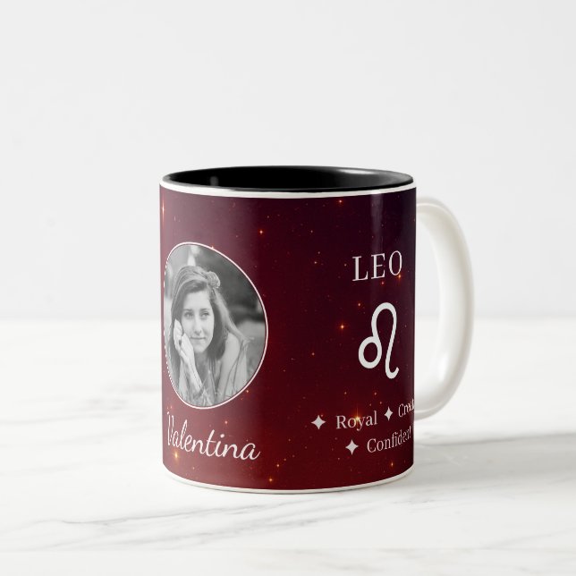 Elegant Leo Zodiak Symbol Egenskaper Foto Mugg (Framsida höger)