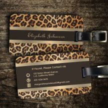 Elegant Leopard Animal Print Brown & Guld Rand