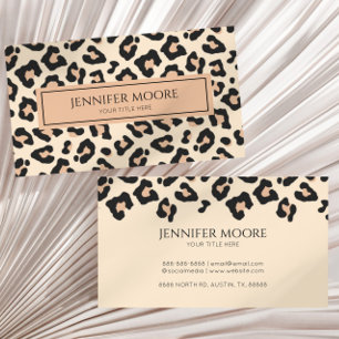 Elegant Leopard Cheetah Print Brown Black Anpassni Visitkort