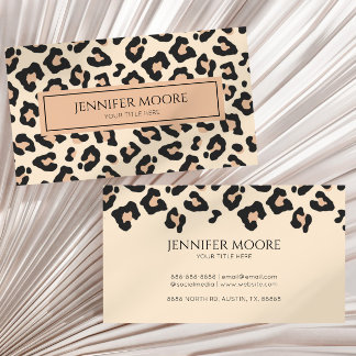 Elegant Leopard Cheetah Print Brown Black Anpassni Visitkort