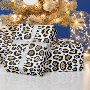 Elegant leopard guld folie svartvit chic presentpapper