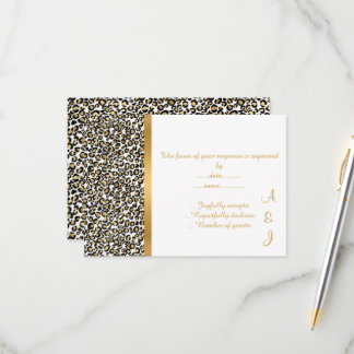ELEGANT LEOPARD GULDTRIMMAD RSVP OSA KORT